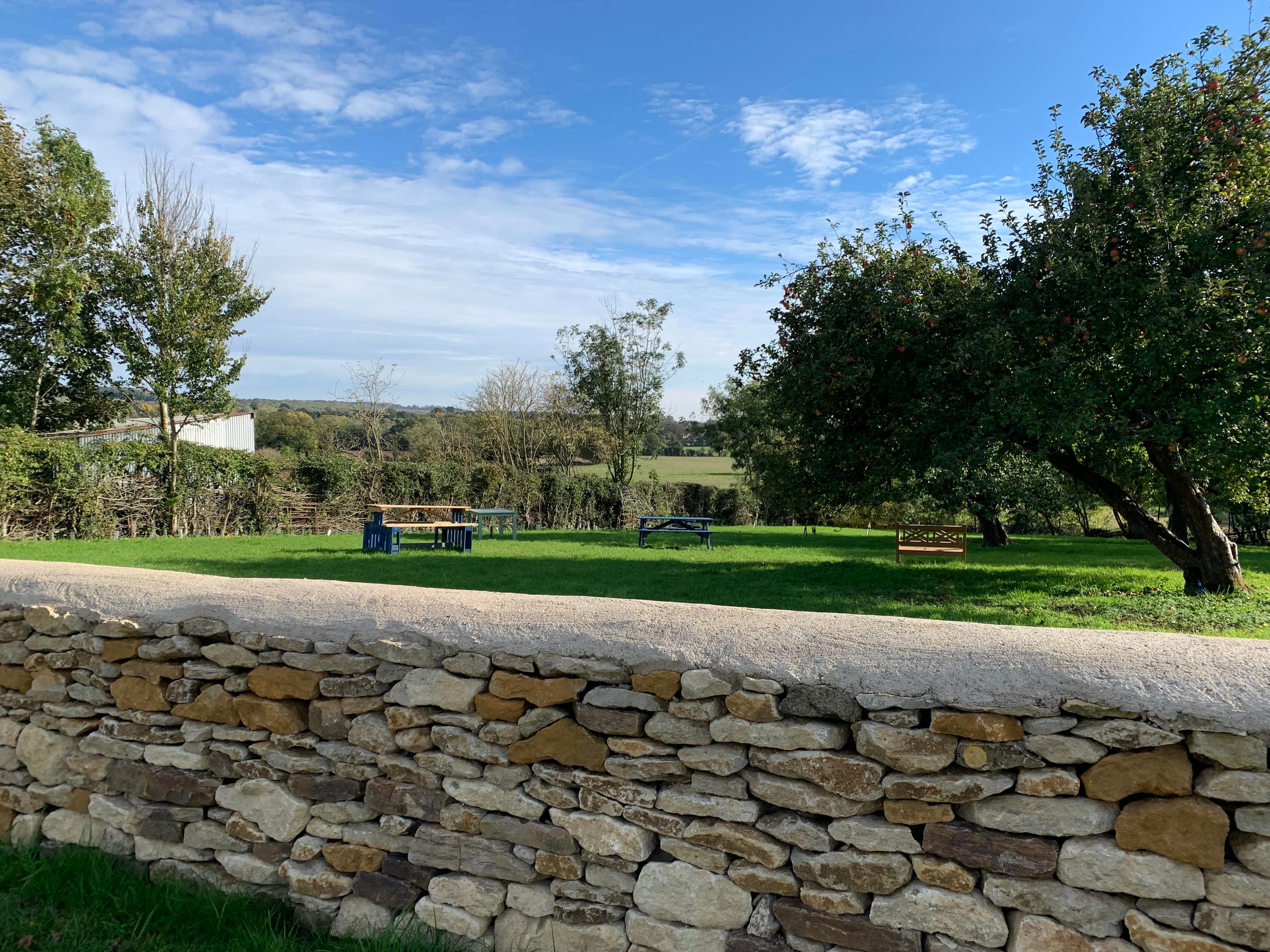Everthorpe orchard in spring with flowering trees